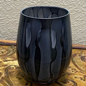 Evoca Candle Vessel Hands Blown Art Glass, handpainted swirl candle Holder